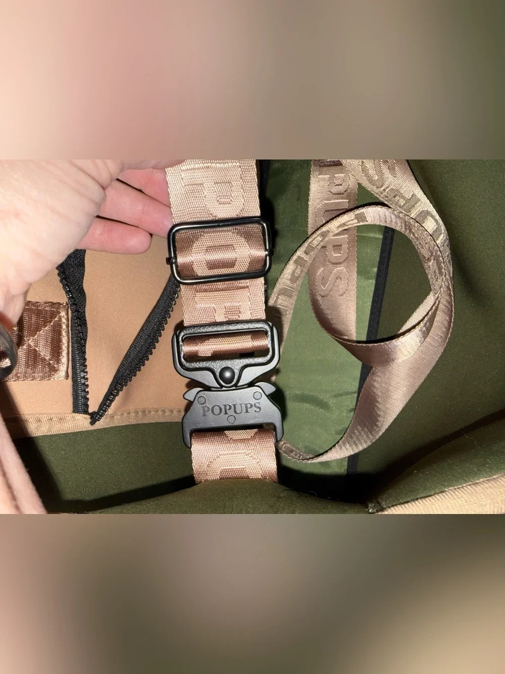 Popups neoprene Beige Woven Tote Bag with Logo Strap